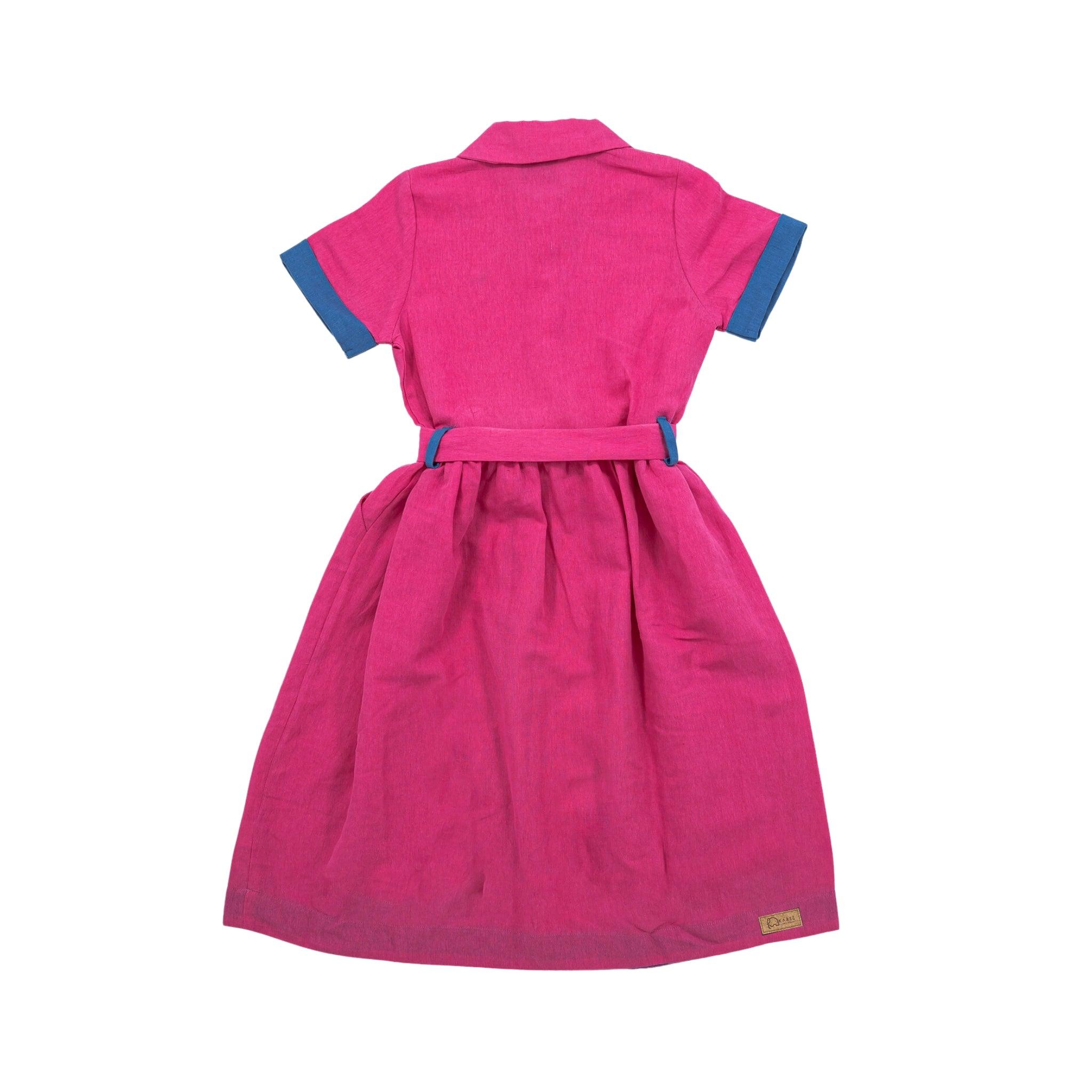 Fuchsia Linen Dress for Girls