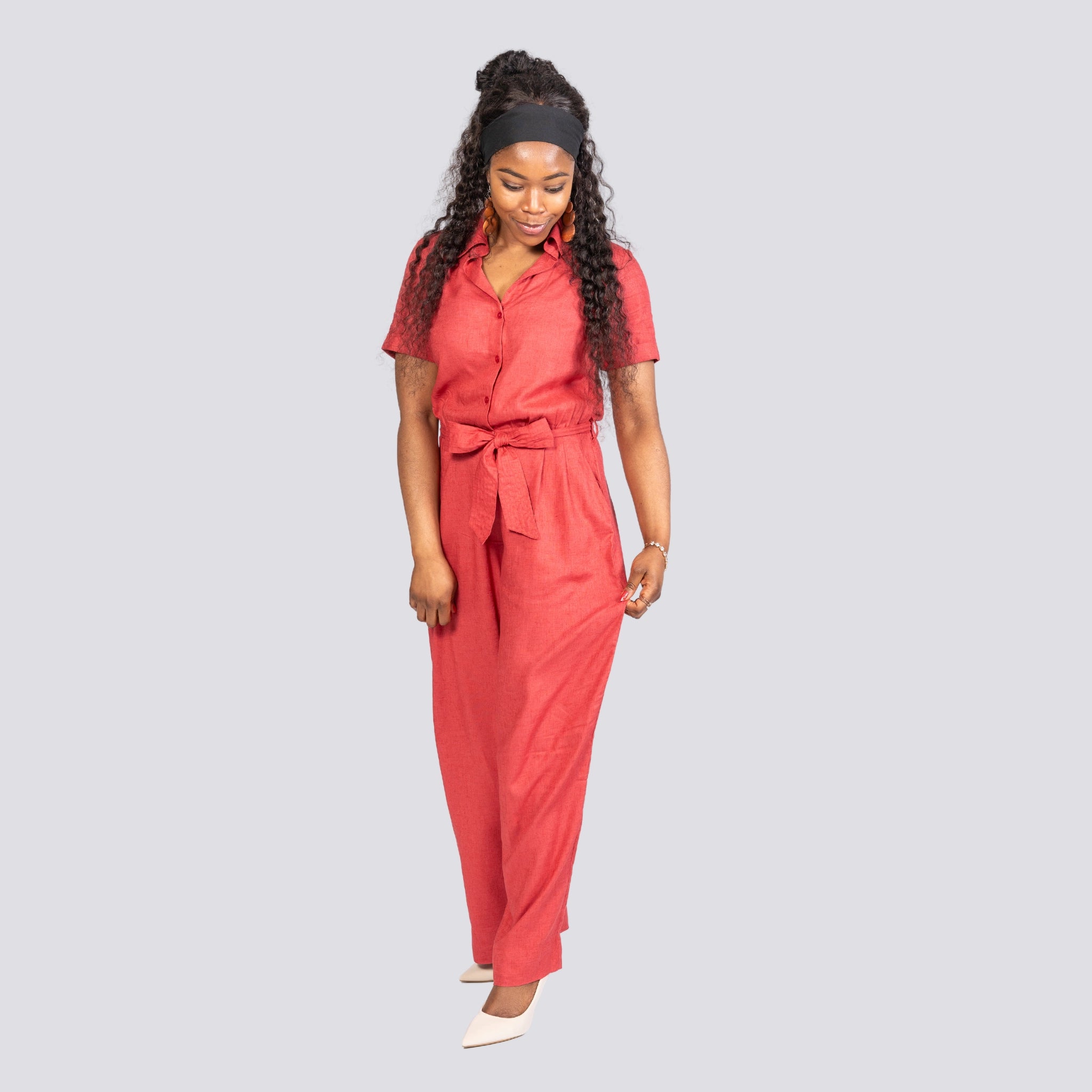 Silk red jumpsuit online