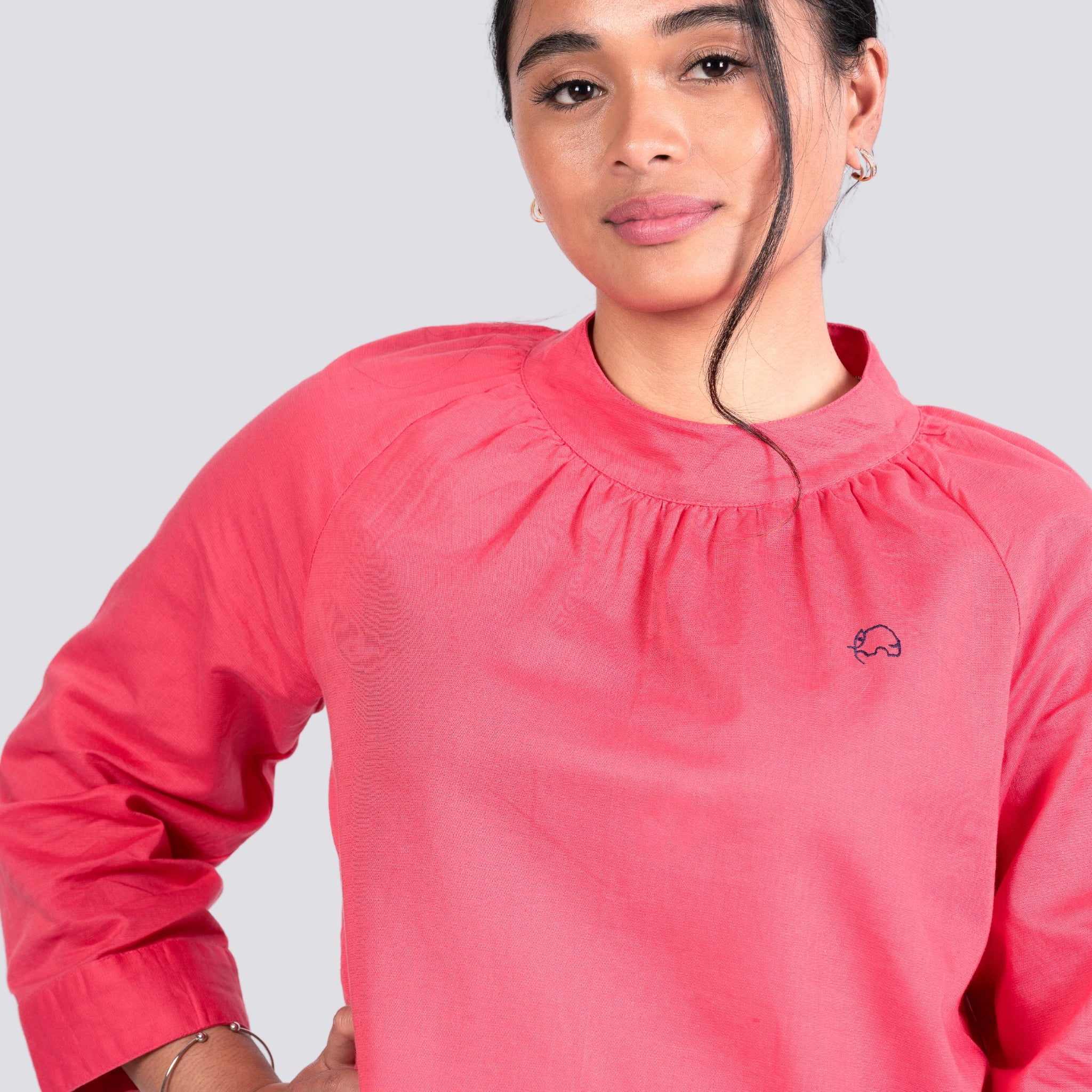 Fuchsia High Neck Top for Women