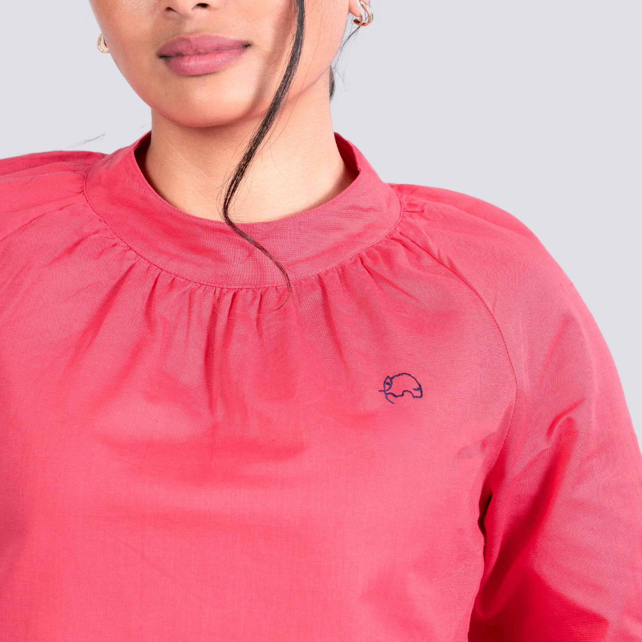 Fuchsia High Neck Top for Women