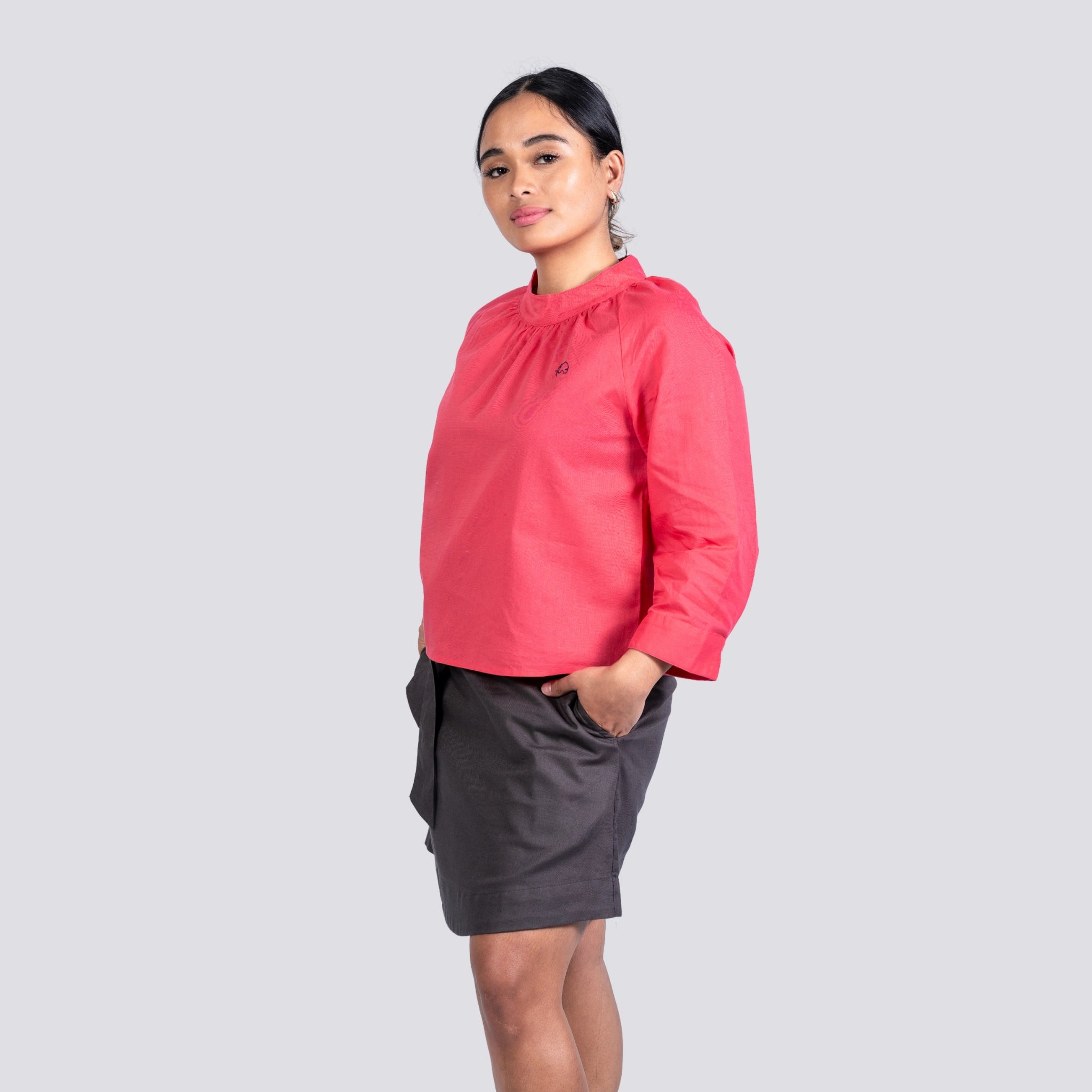 Fuchsia High Neck Top for Women