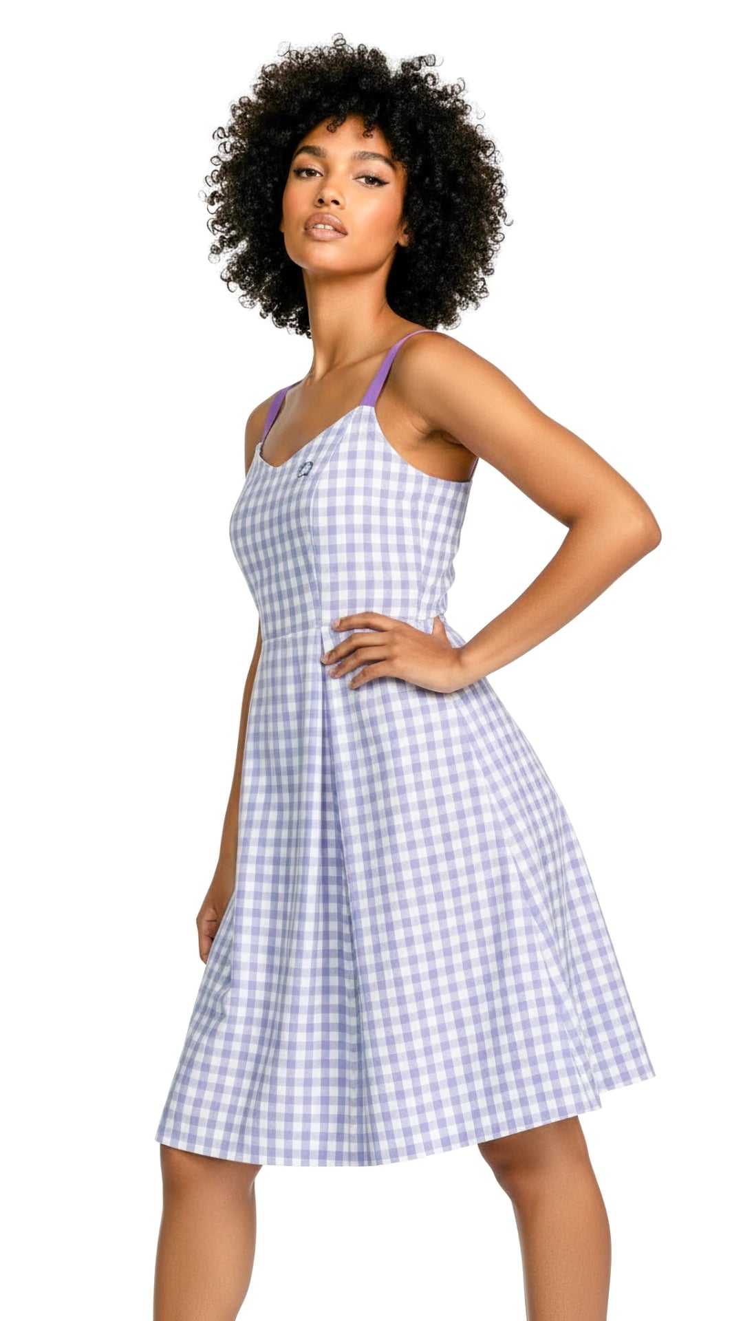Lavender Gingham Fit & Flare Sundress with Pockets