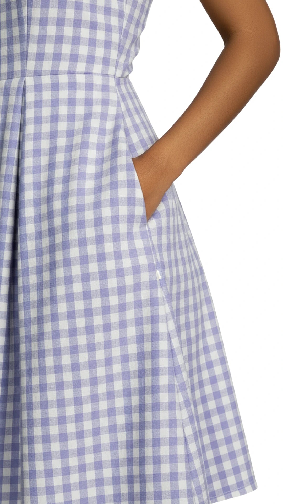 Lavender Gingham Fit & Flare Sundress with Pockets