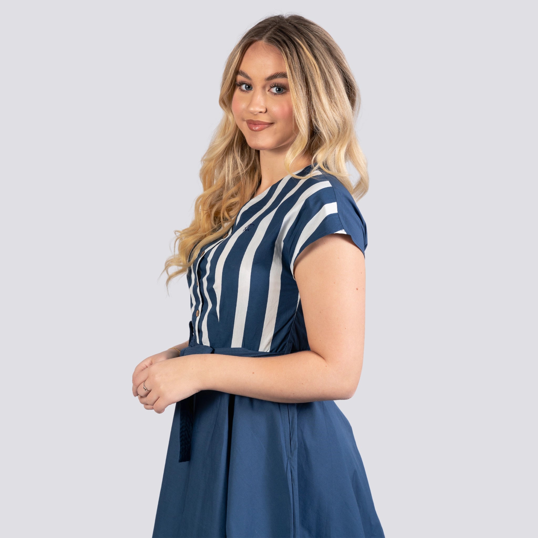 Denim & White Oasis Shirt Dress | Breathable Comfort & Modern Style - Karee-Designs