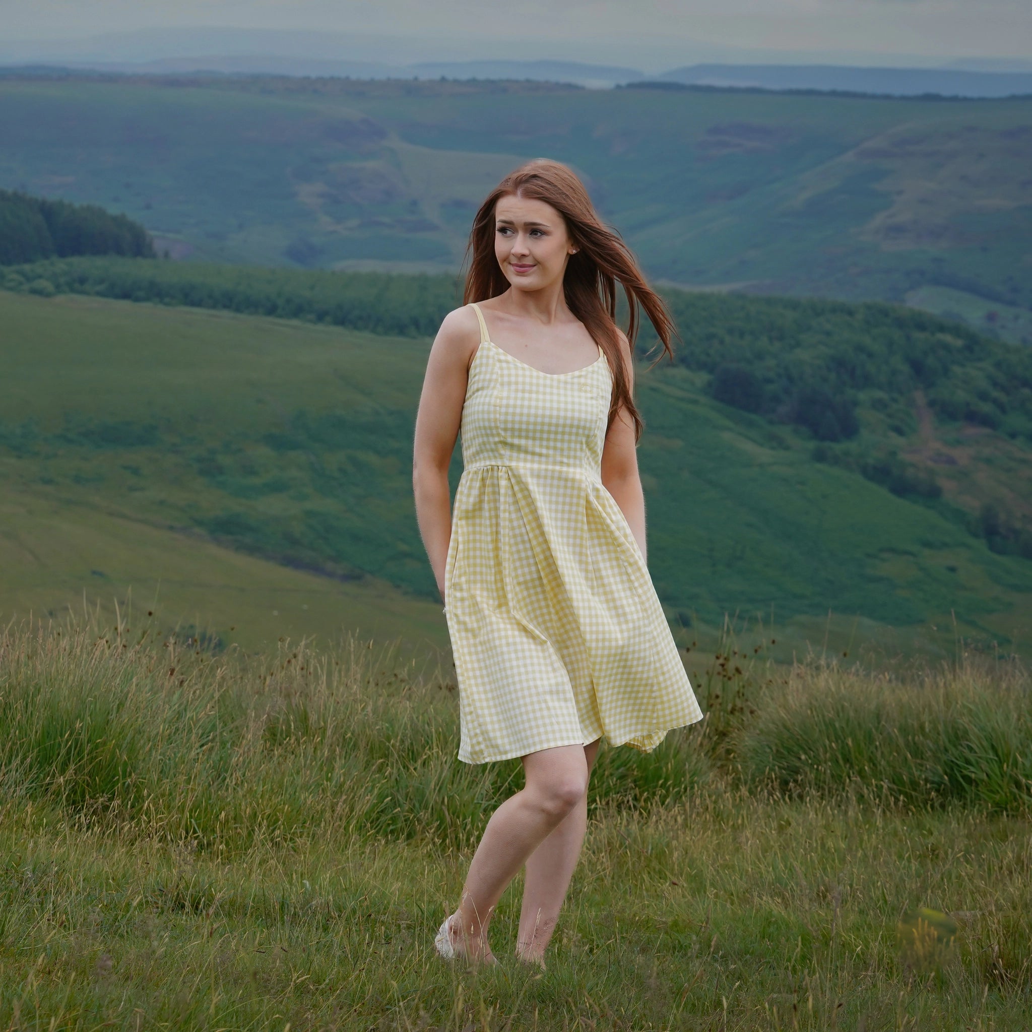 Sunshine Chic Yellow Gingham Cotton Mini Dress