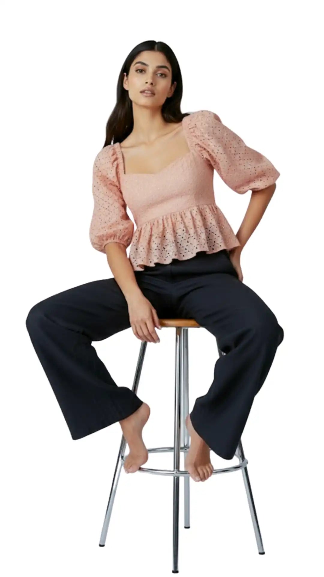 Timeless Allure in Peach: Peach Blossom Lace Dream Blouse