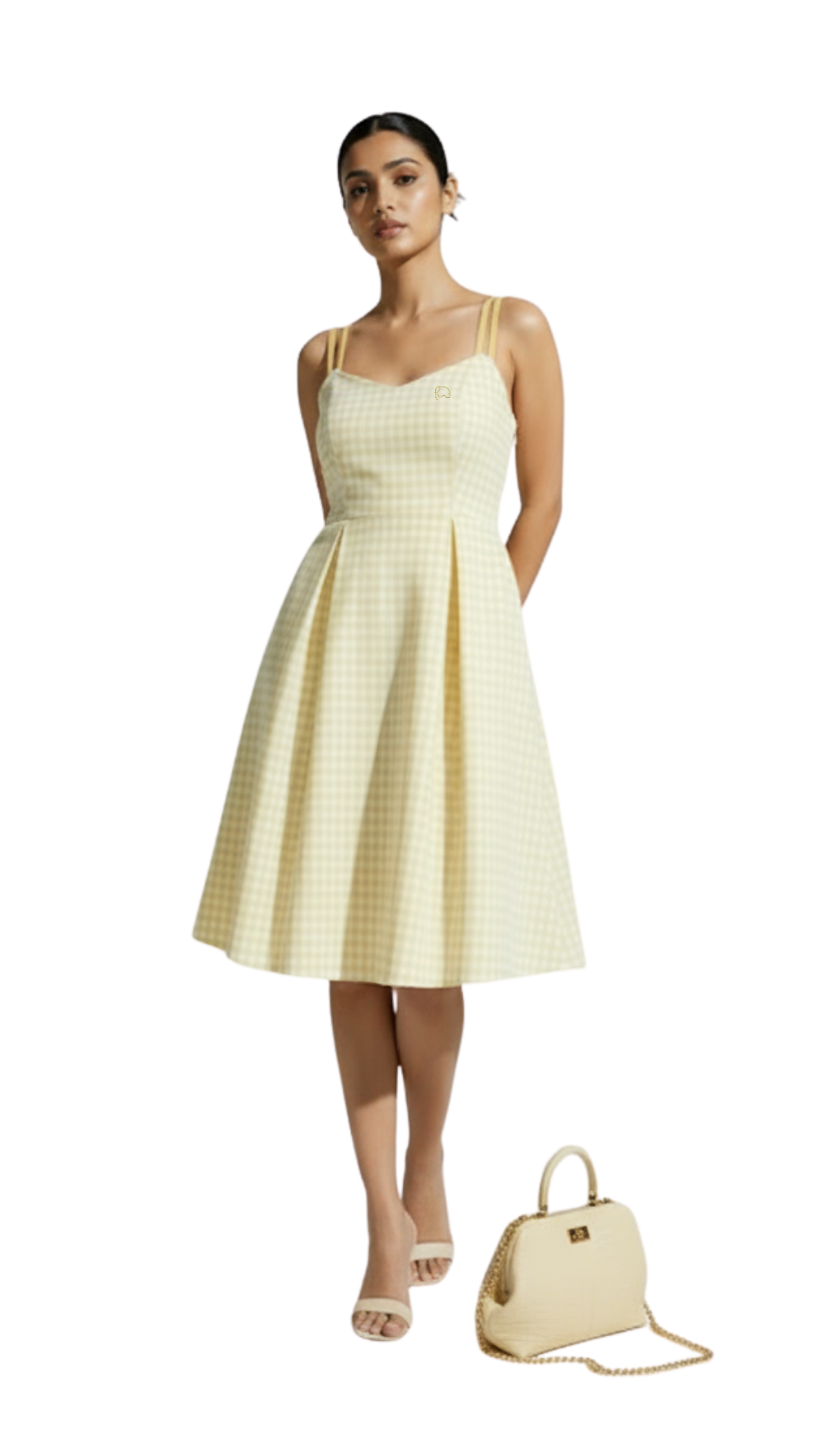 Yellow Gingham Fit & Flare Sundress with Pockets