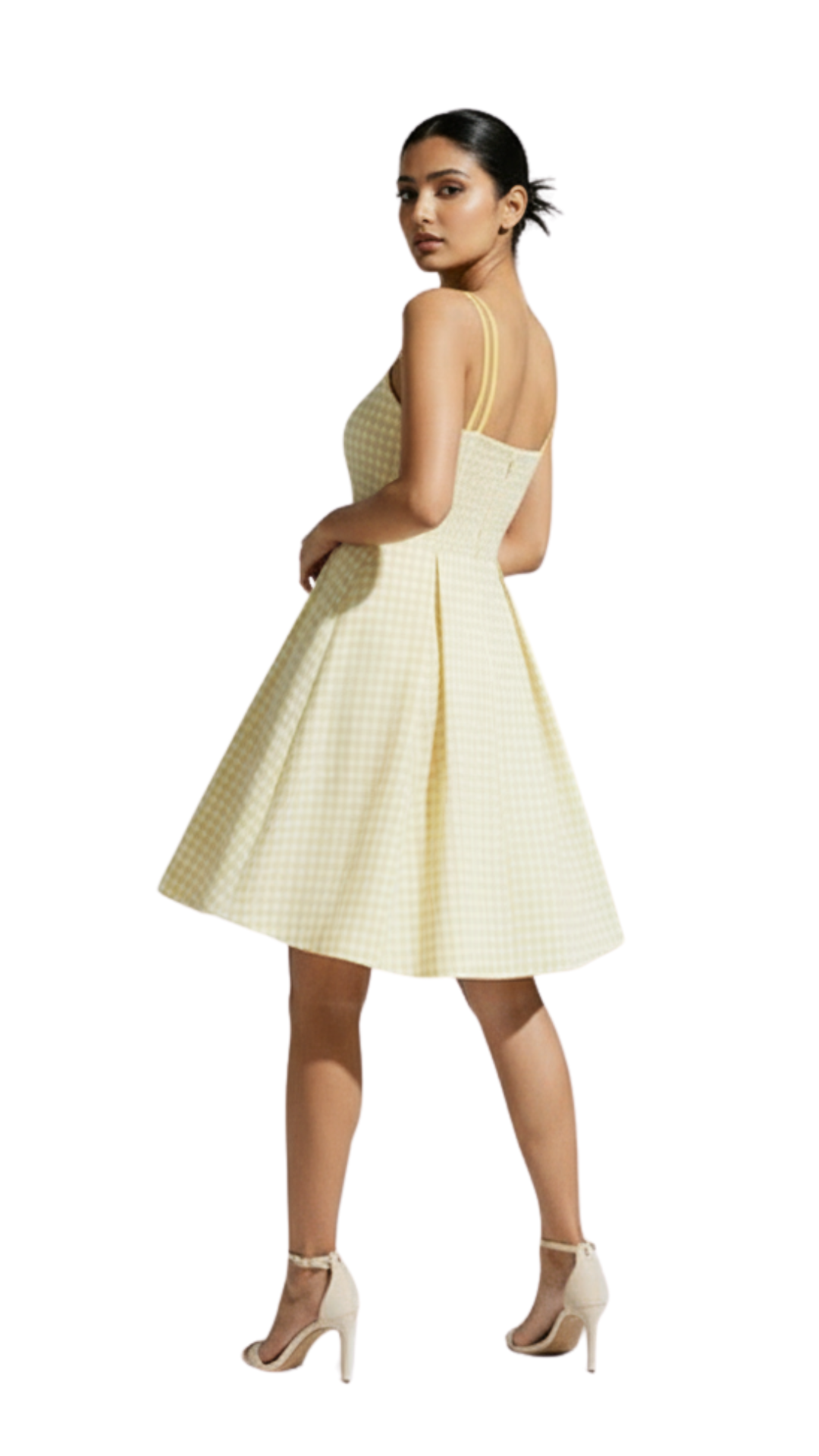 Yellow Gingham Fit & Flare Sundress with Pockets