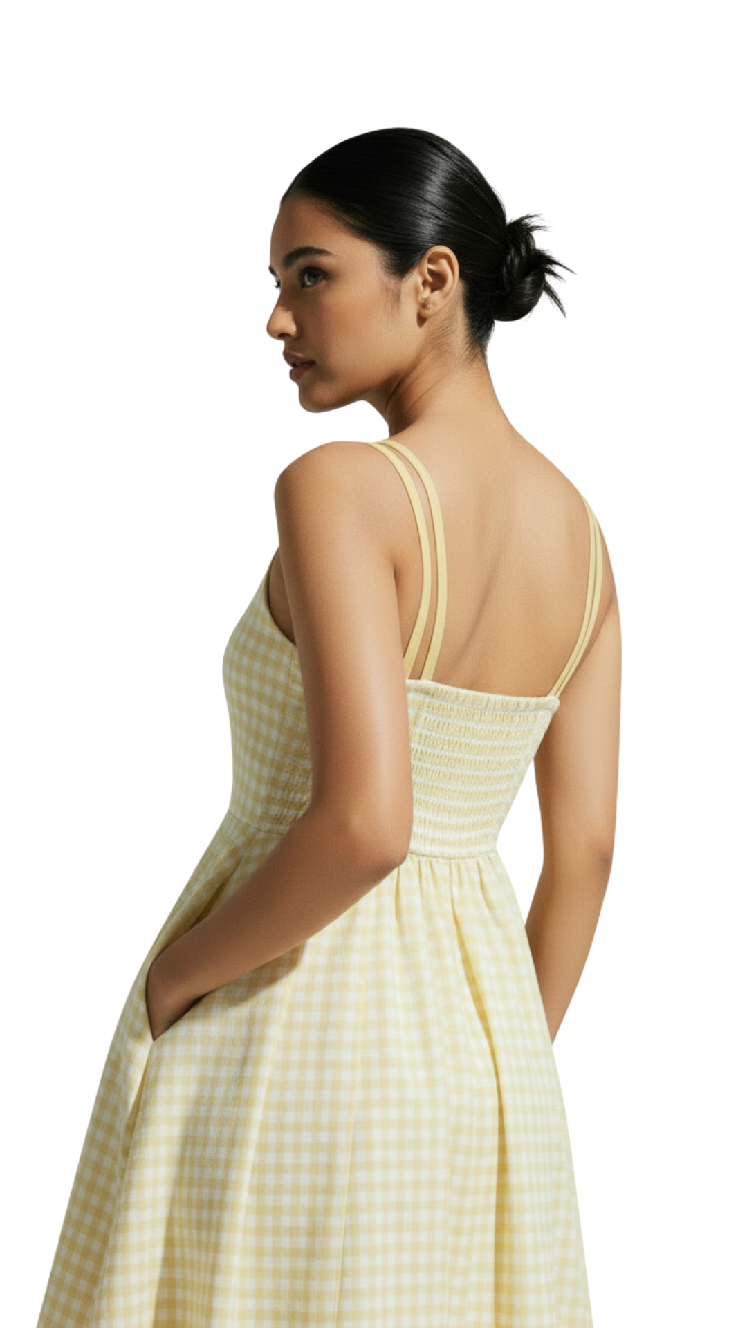 Yellow Gingham Fit & Flare Sundress with Pockets