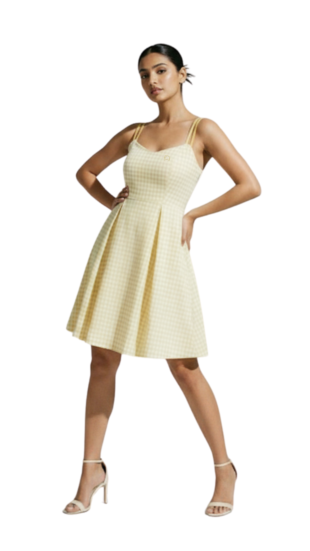 Yellow Gingham Fit & Flare Sundress with Pockets