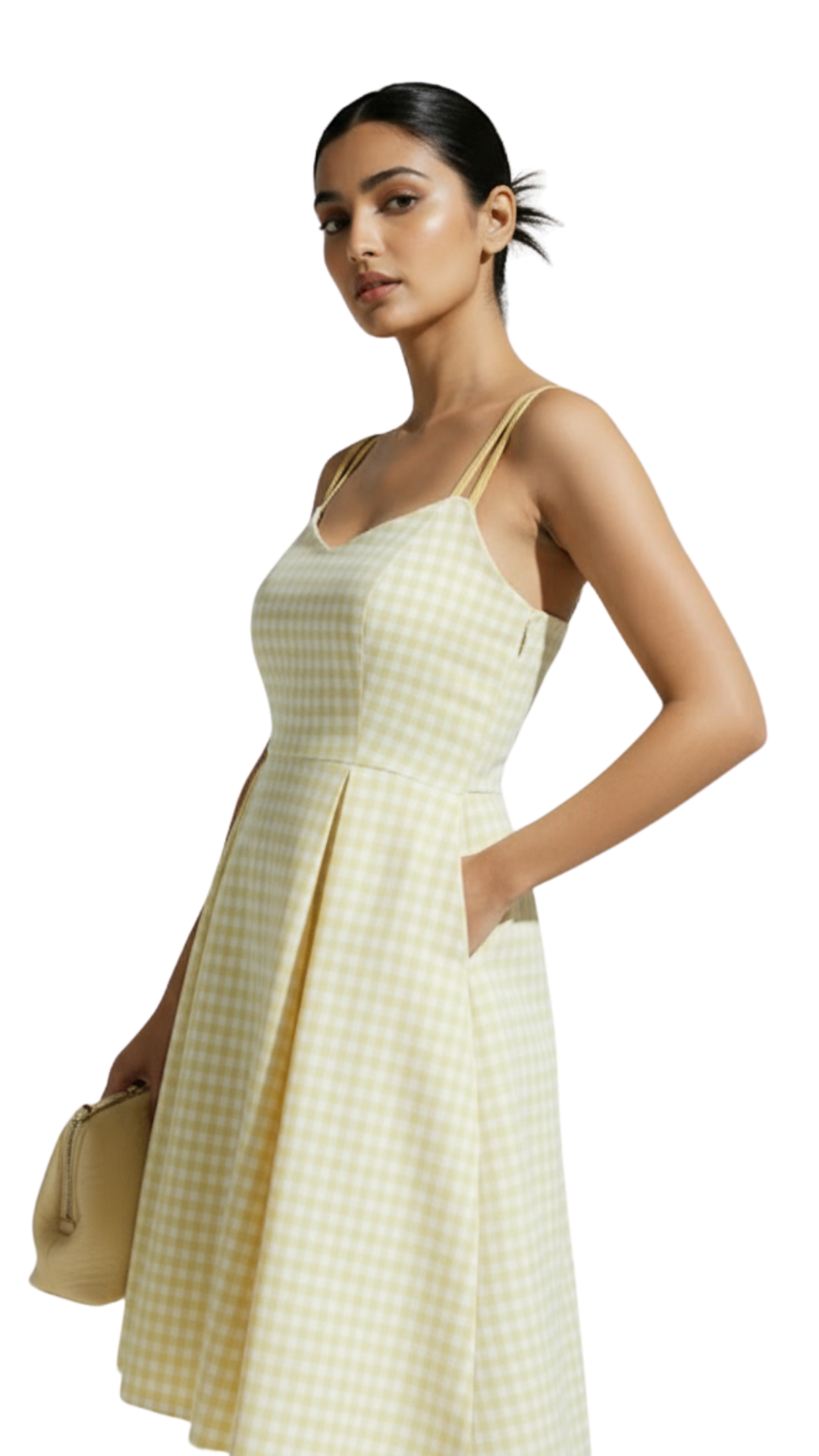 Yellow Gingham Fit & Flare Sundress with Pockets