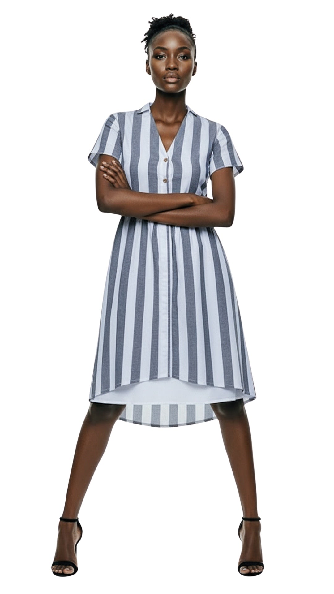 Timeless Elegance Redefined: Timeless Striped Elegance Slit Dress