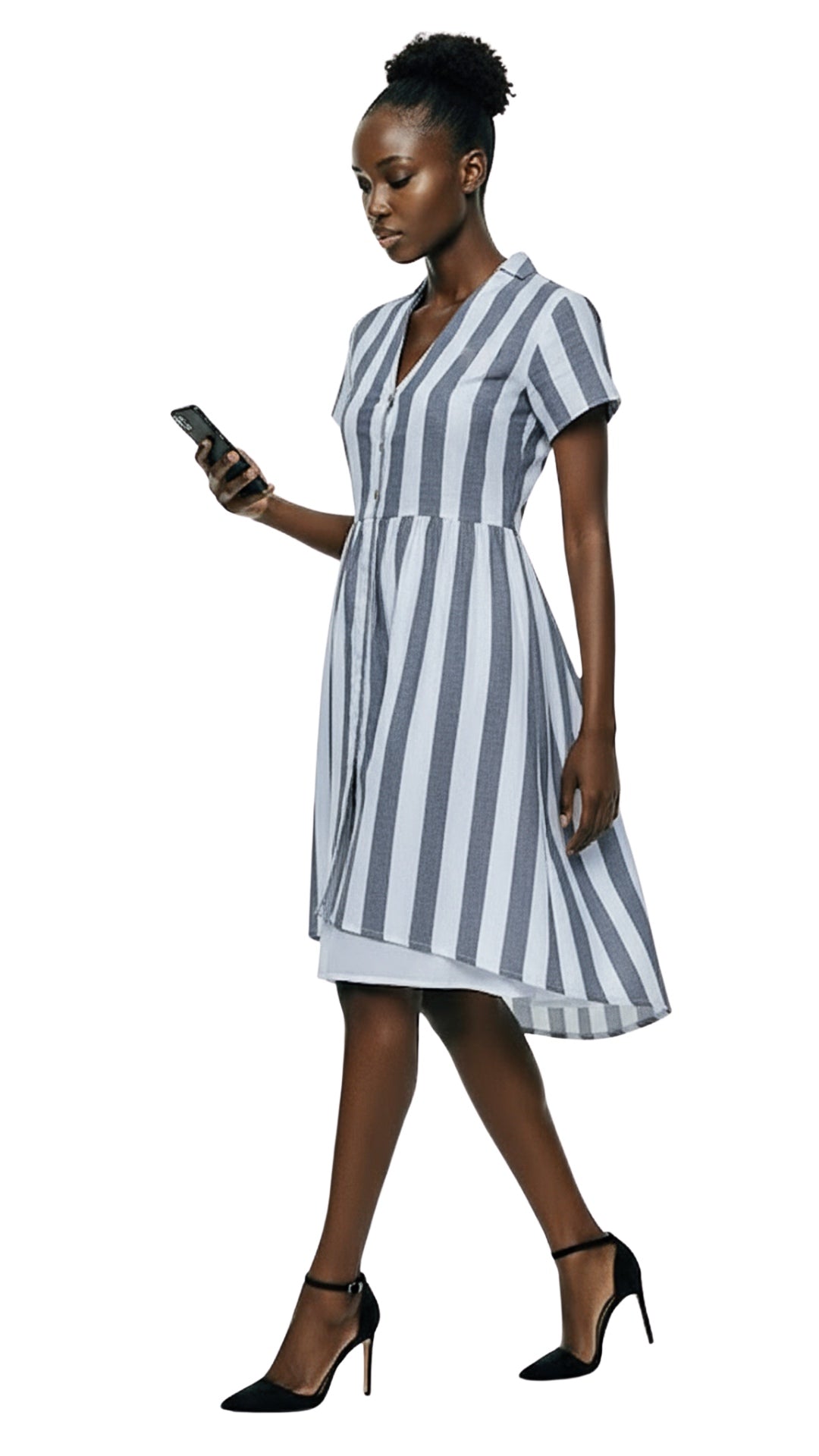 Timeless Elegance Redefined: Timeless Striped Elegance Slit Dress