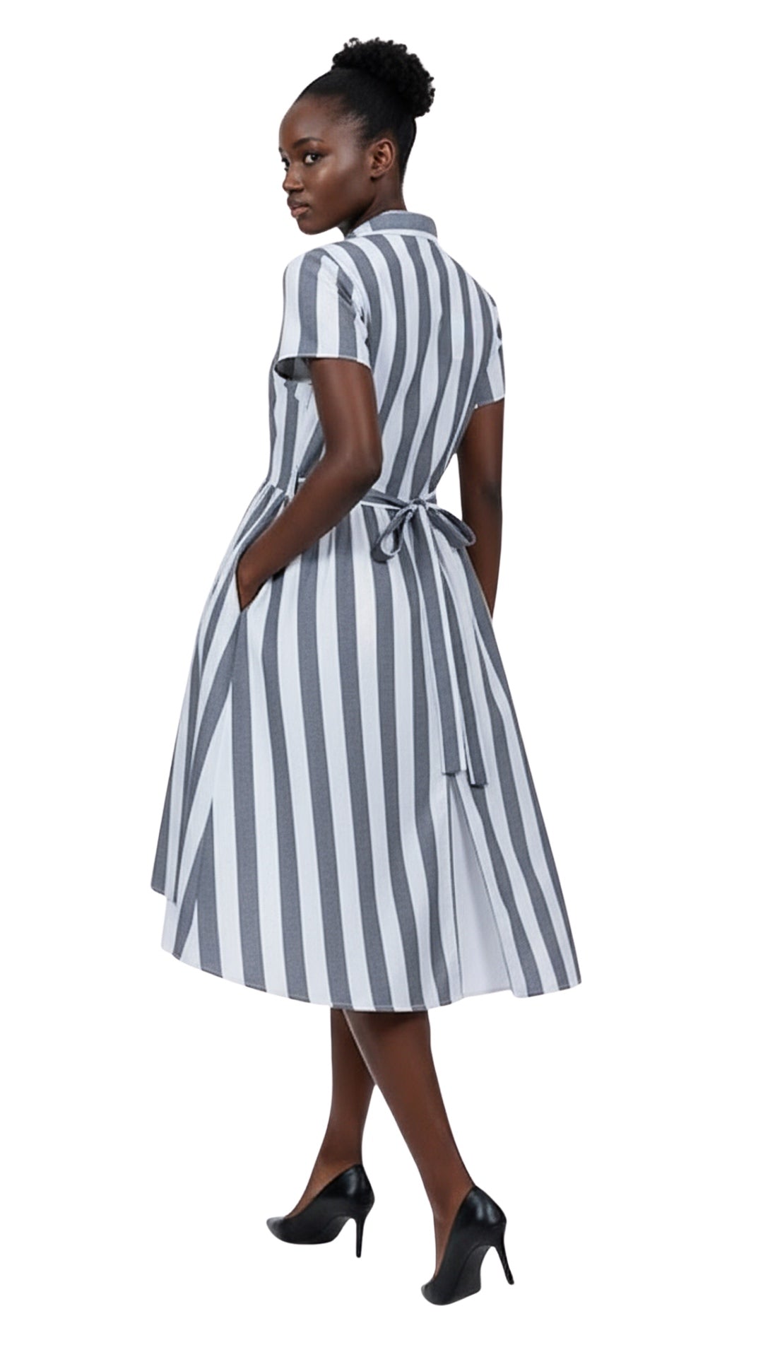 Timeless Elegance Redefined: Timeless Striped Elegance Slit Dress