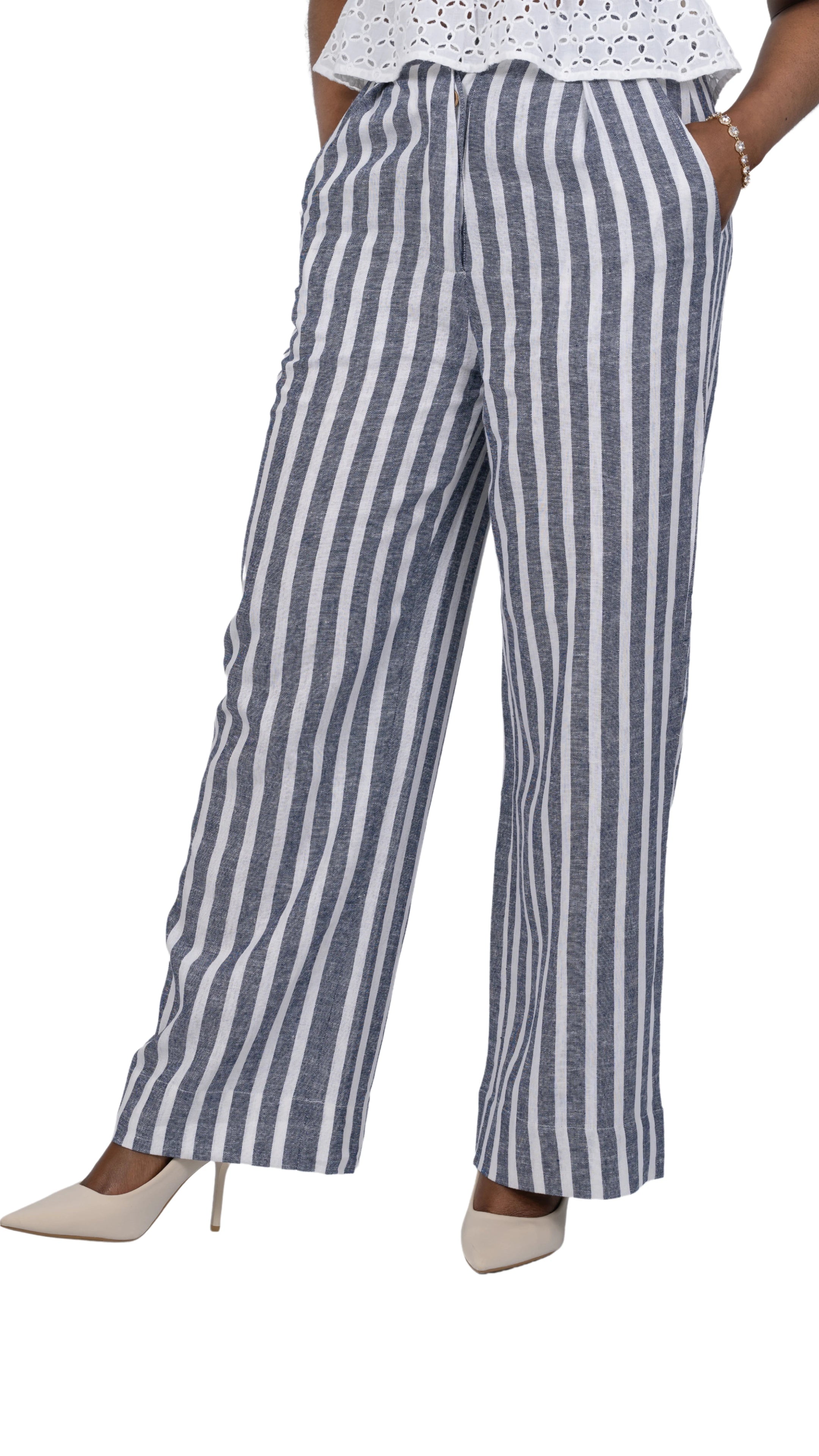 Redefine Sophistication with Sustainable Stripes: Monochrome Chic Linen Trousers