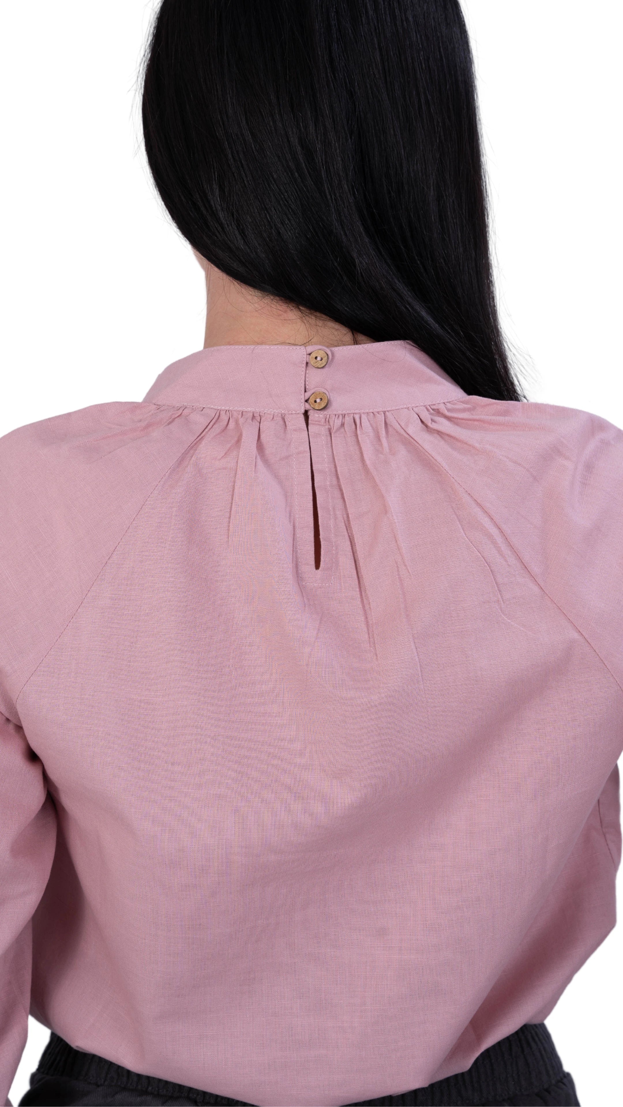 Flamingo Rose 3/4 Sleeve Linen Top | Sustainable Women's Top | KAREE