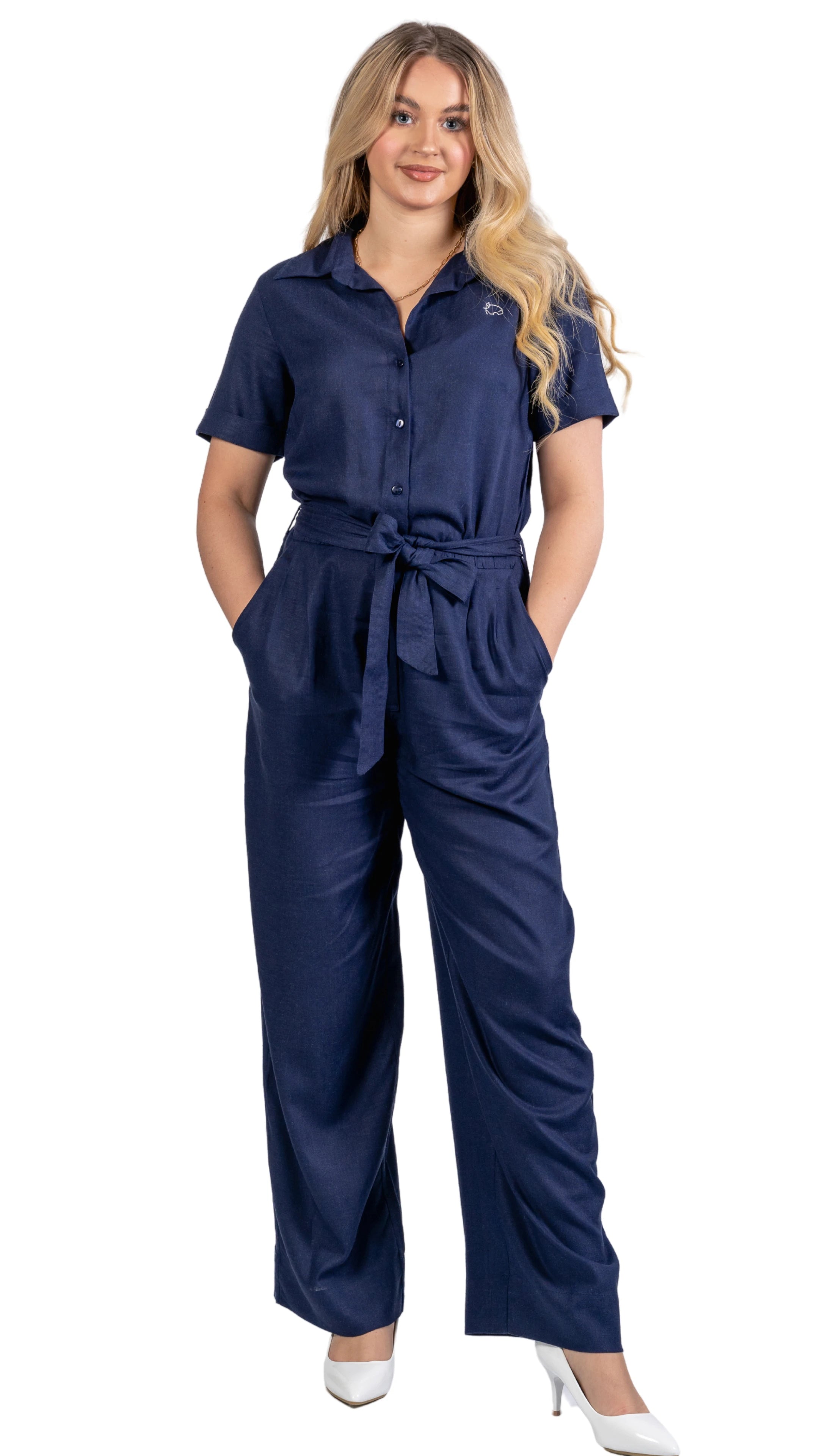 Timeless Tranquility: Eco-Friendly Midnight Jumpsuit for Women