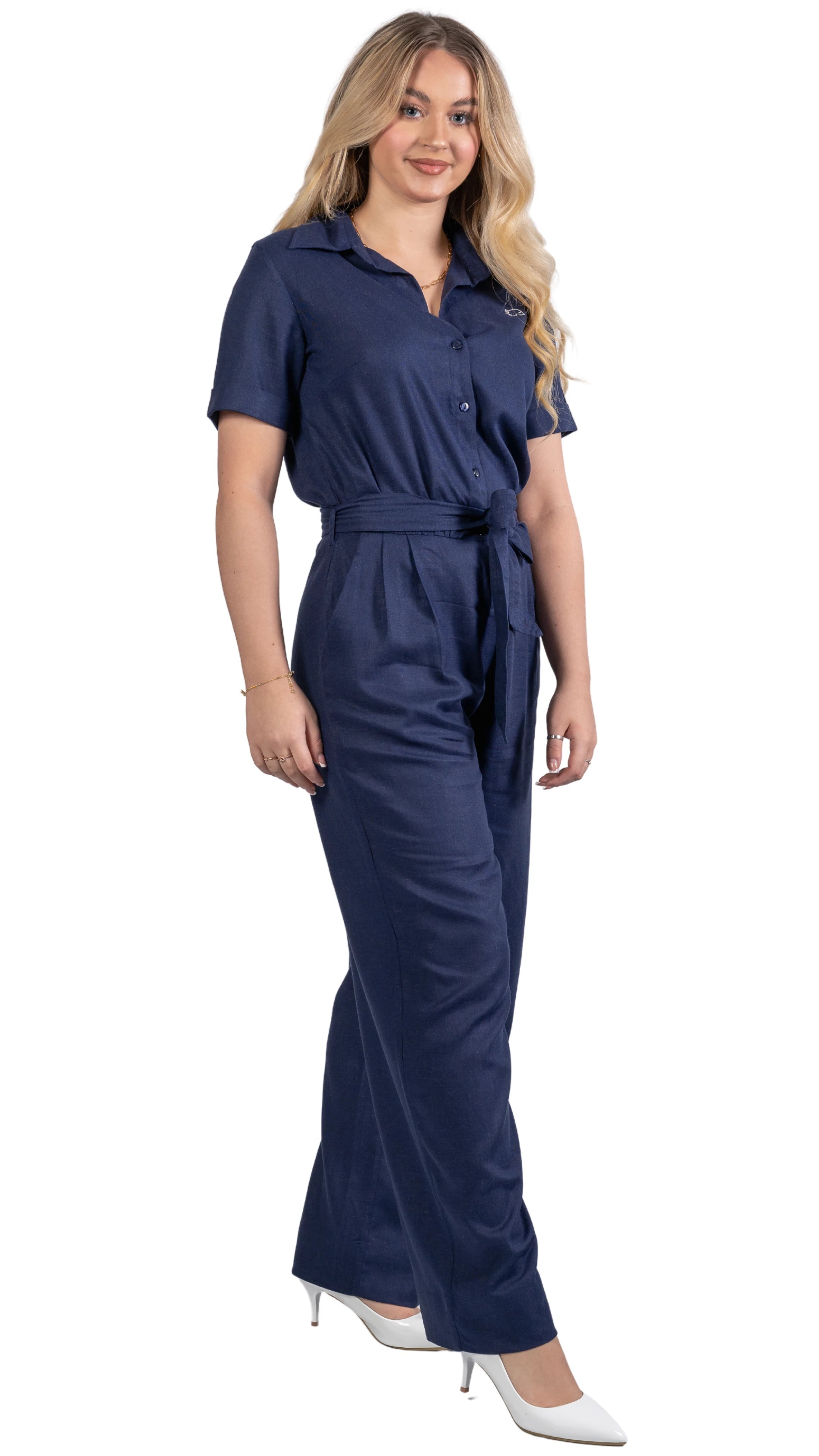 Timeless Tranquility: Eco-Friendly Midnight Jumpsuit for Women