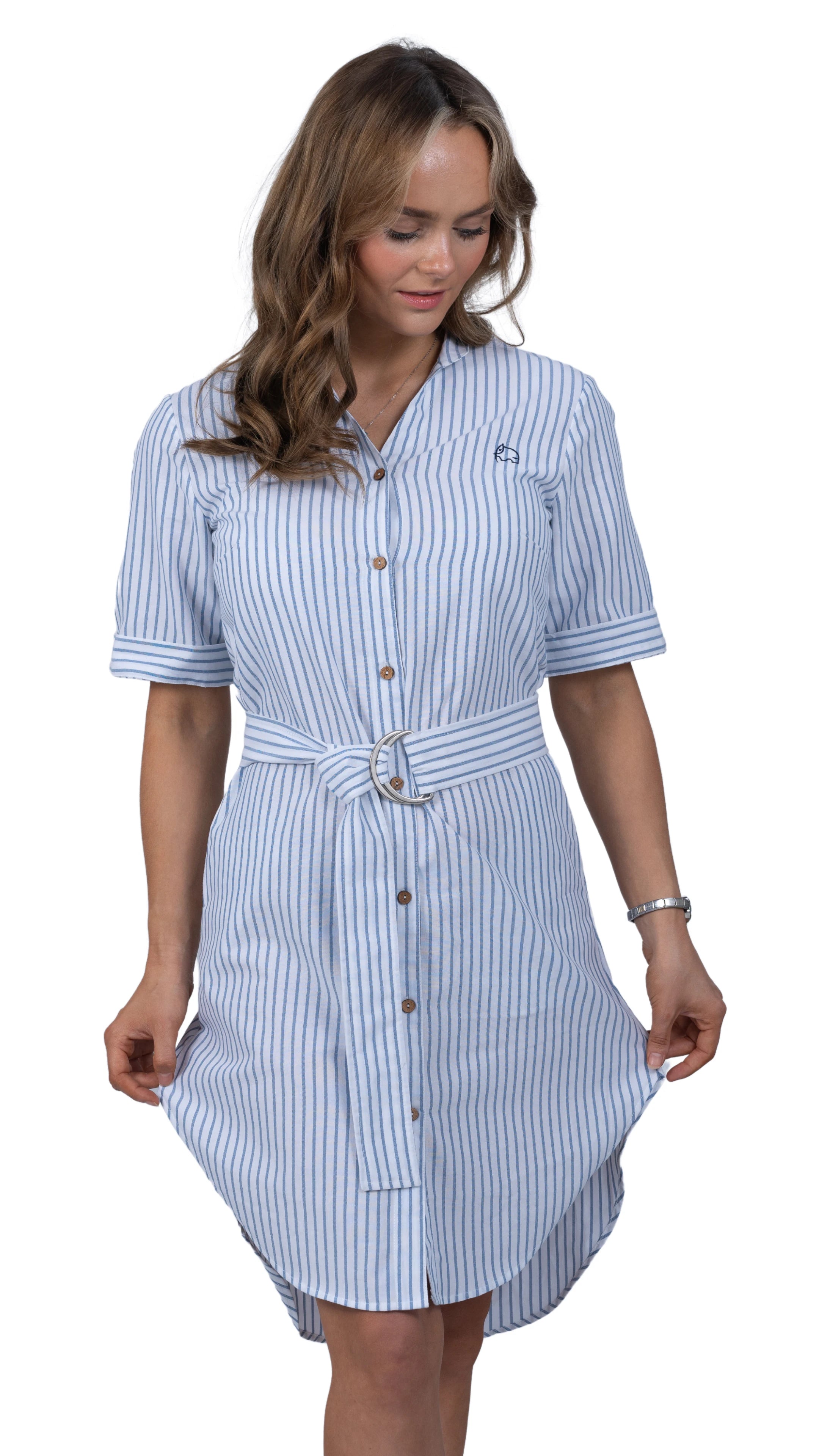 Nautical Breeze Striped Shirt Dress