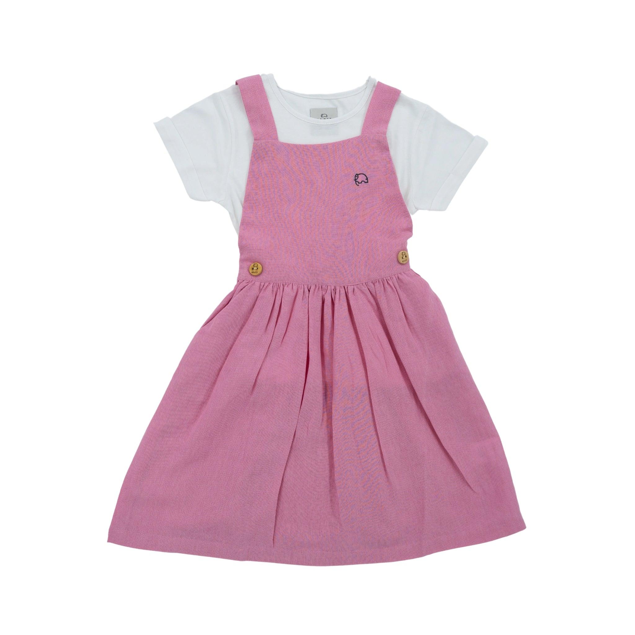 Cashmere Rose Linen Pinafore for Girls - DressKaree