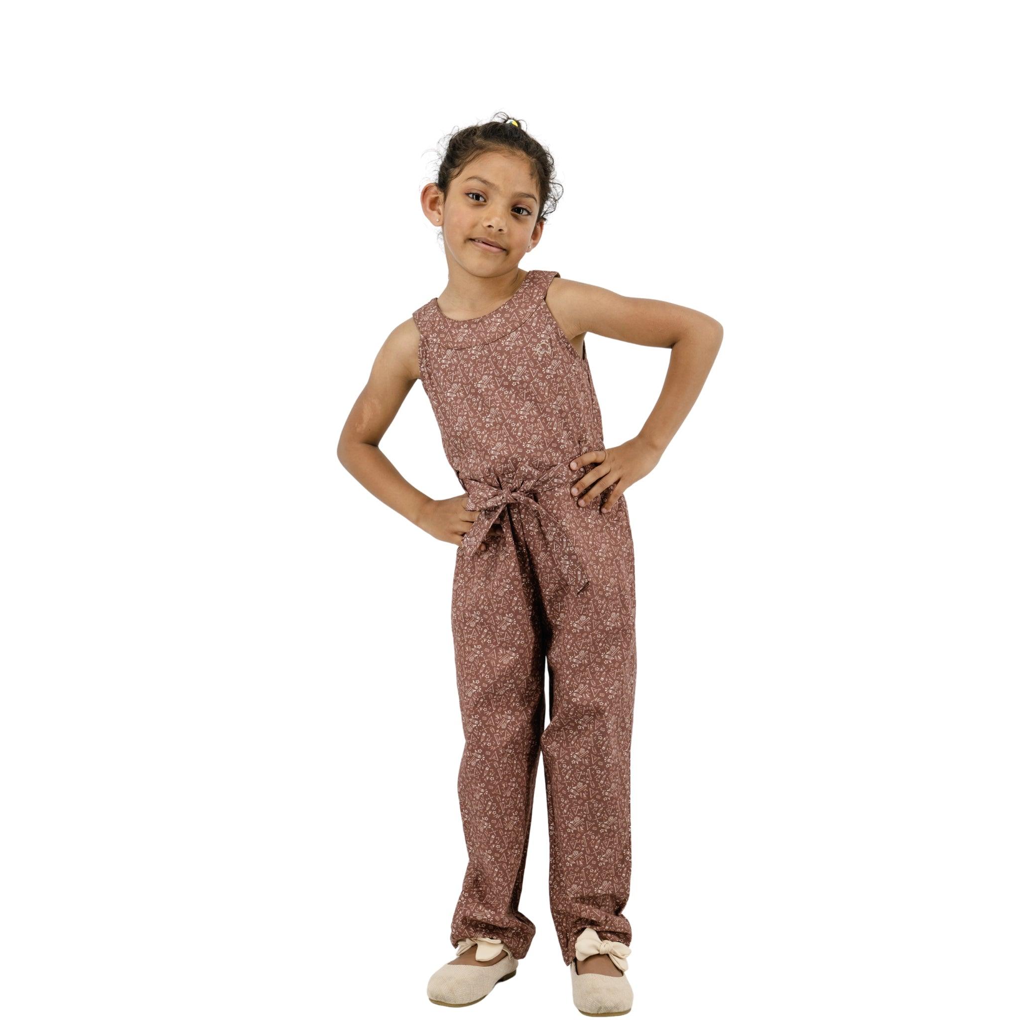 Eco - Friendly Girls' Cocoa Cotton Jumpsuit - JumpsuitsKaree