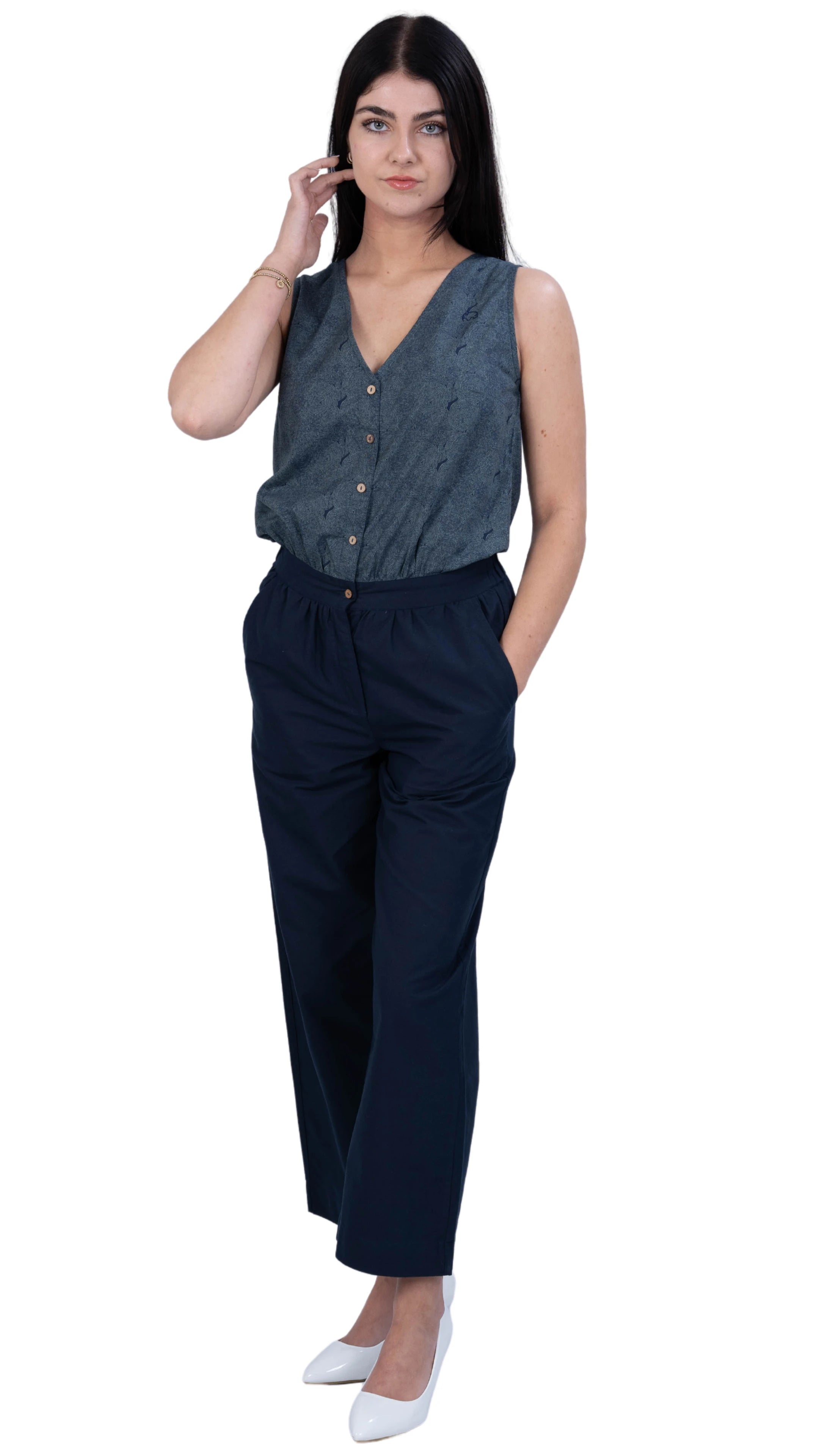 Prussian Blue Ajrakh Jumpsuit: Limited Edition Office Wear