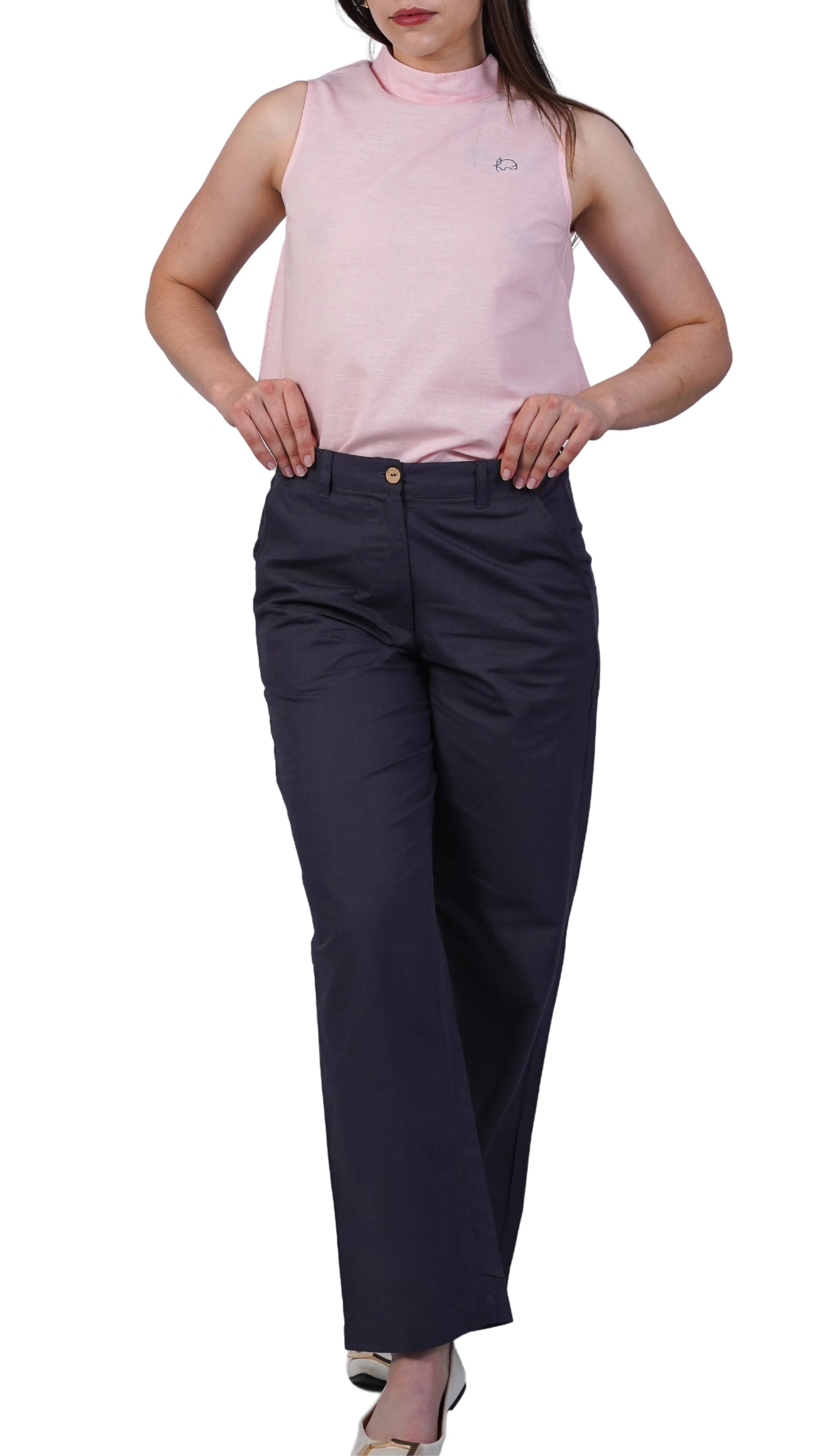 Embrace Tranquil Sophistication with Sustainability: Grey Serenity Cotton Linen Trousers