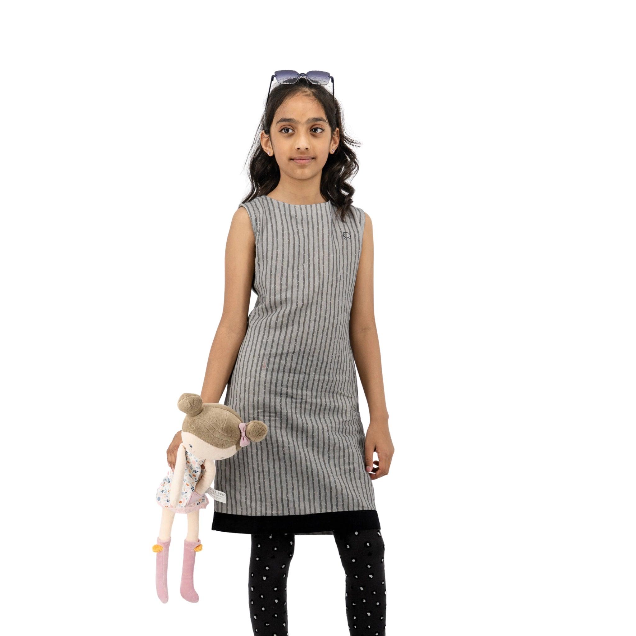 Modern Mini: Eco - Friendly Steel Grey Frock - DressKaree