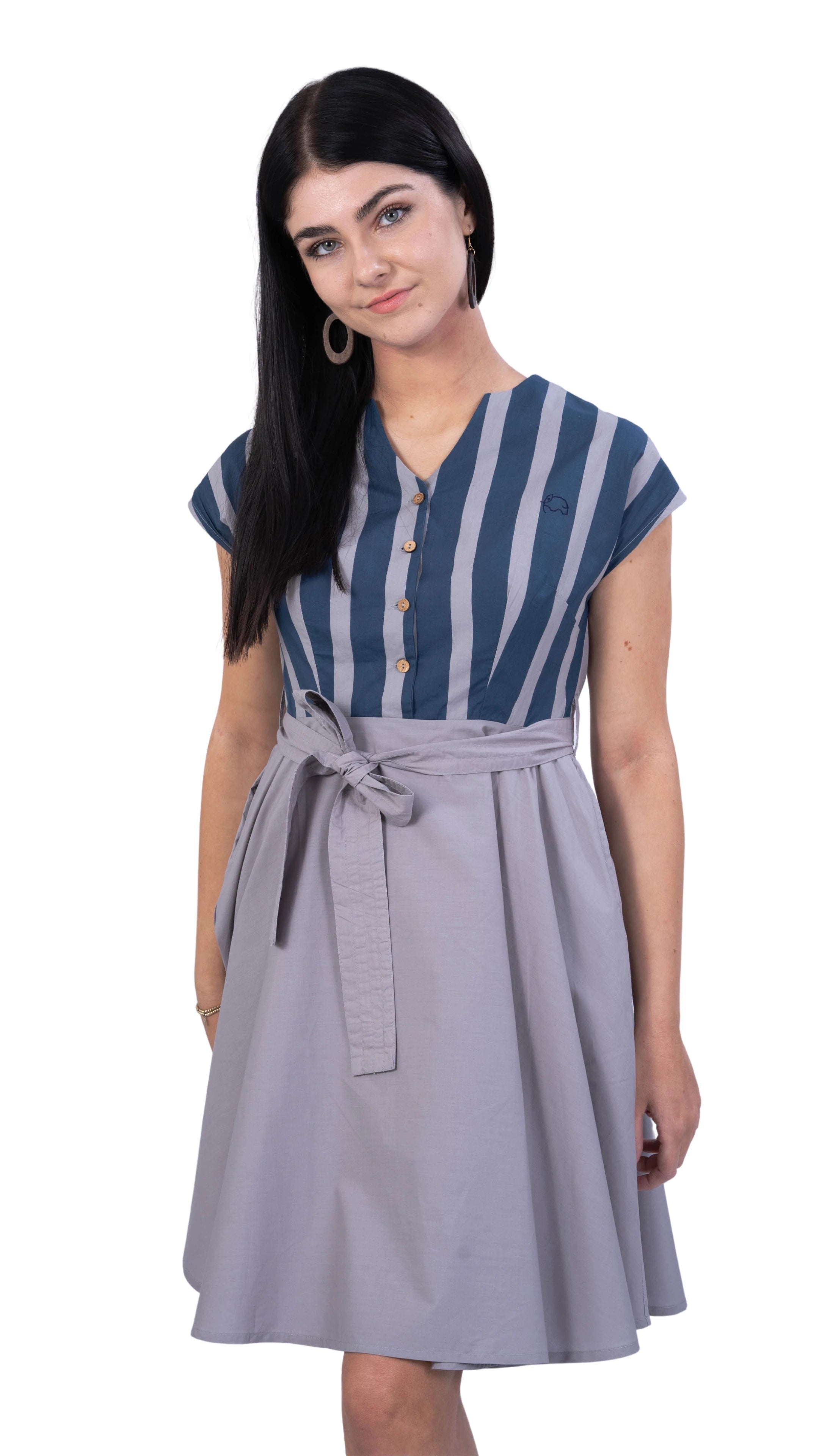 Limited Edition Denim and Opel Striped Midi Dress