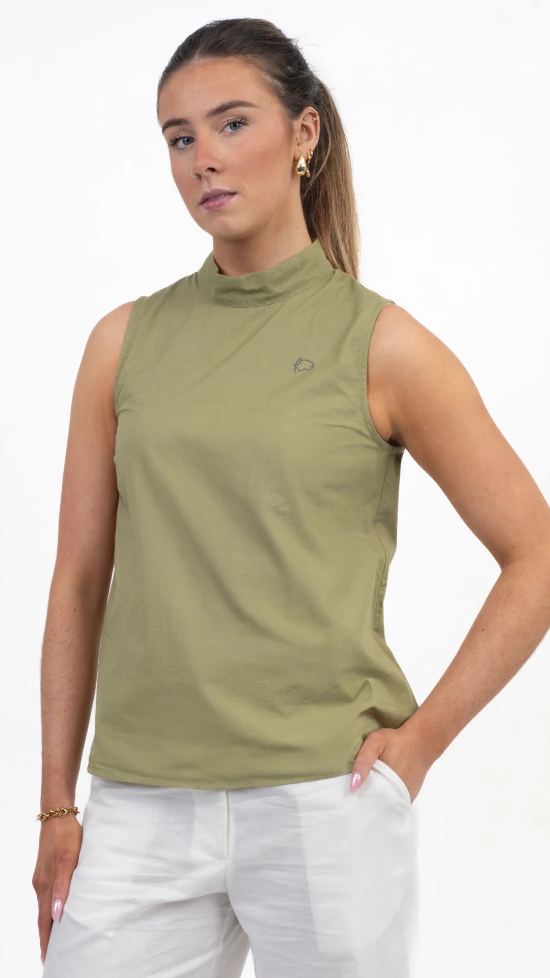 Pear Green Sleeveless Top For Women - TopsKaree