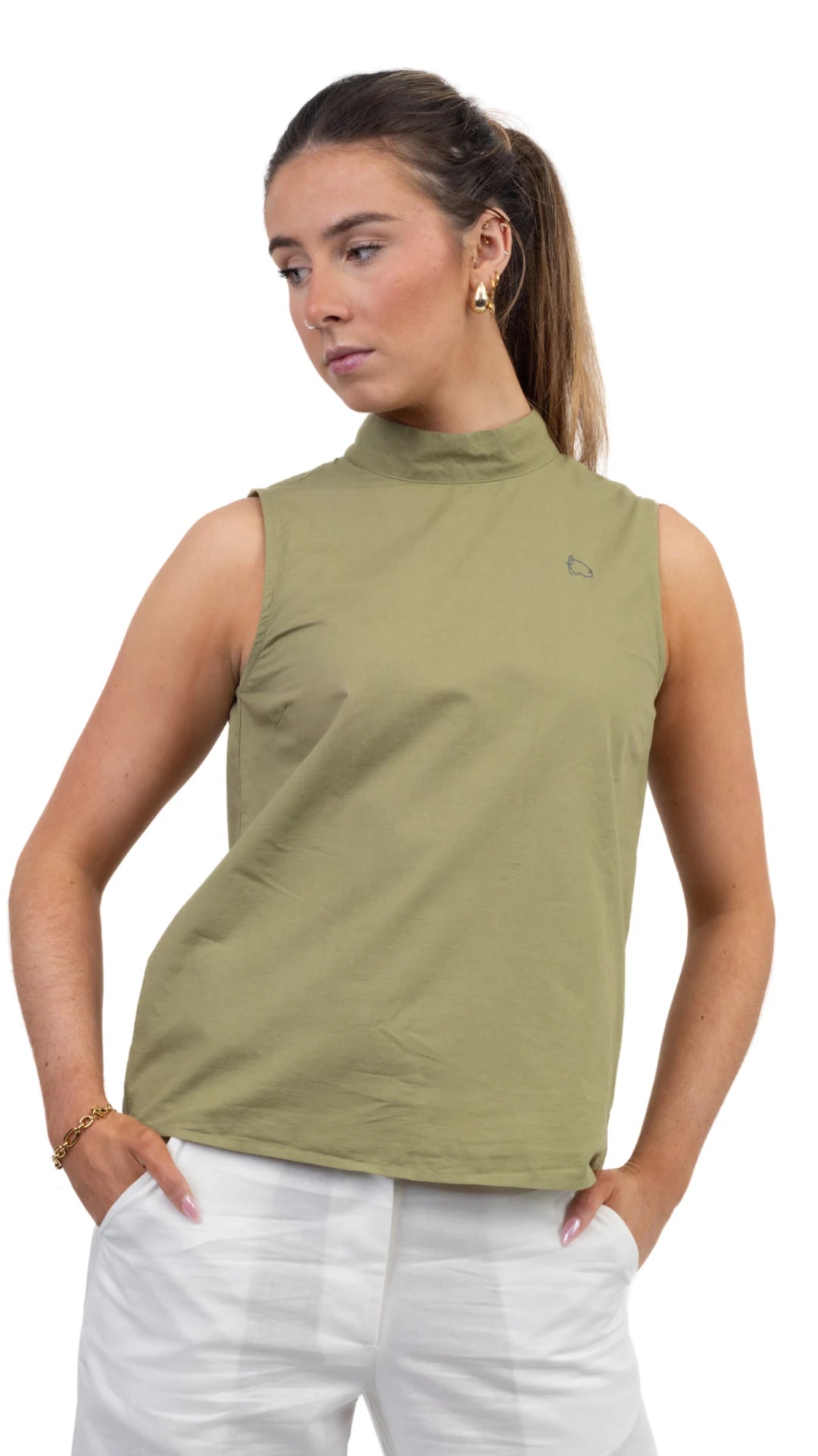 Pear Green Sleeveless Top For Women - TopsKaree