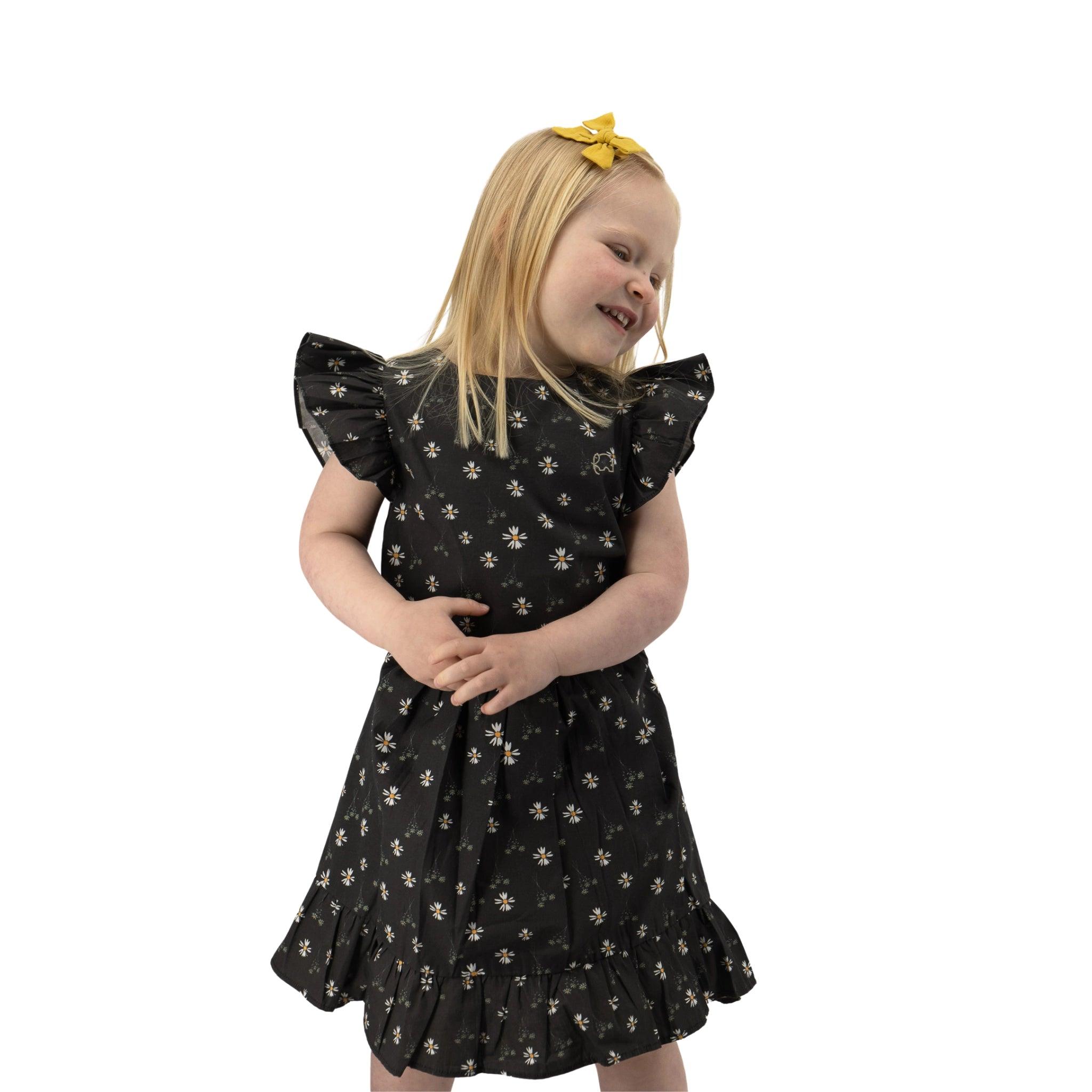 Petite Blossom Black Cotton Dress - DressKaree