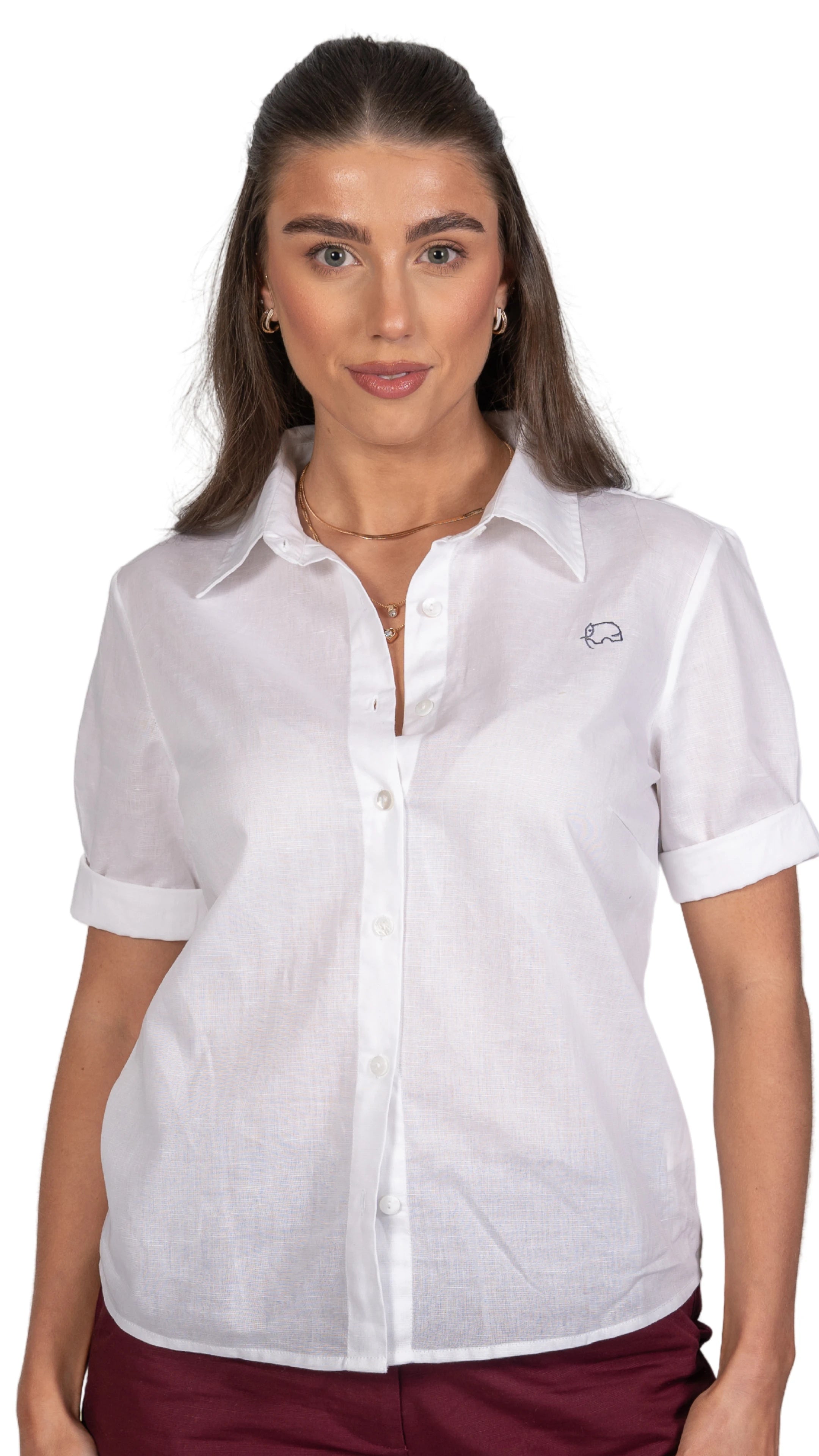 Pure Elegance White Linen Cotton Shirt For Women