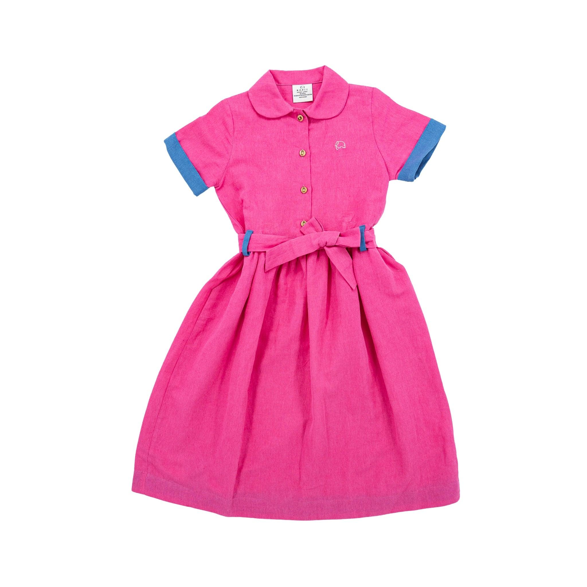 Sustainable Summer Fun: Eco - Friendly Fuchsia Linen Dress - DressKaree