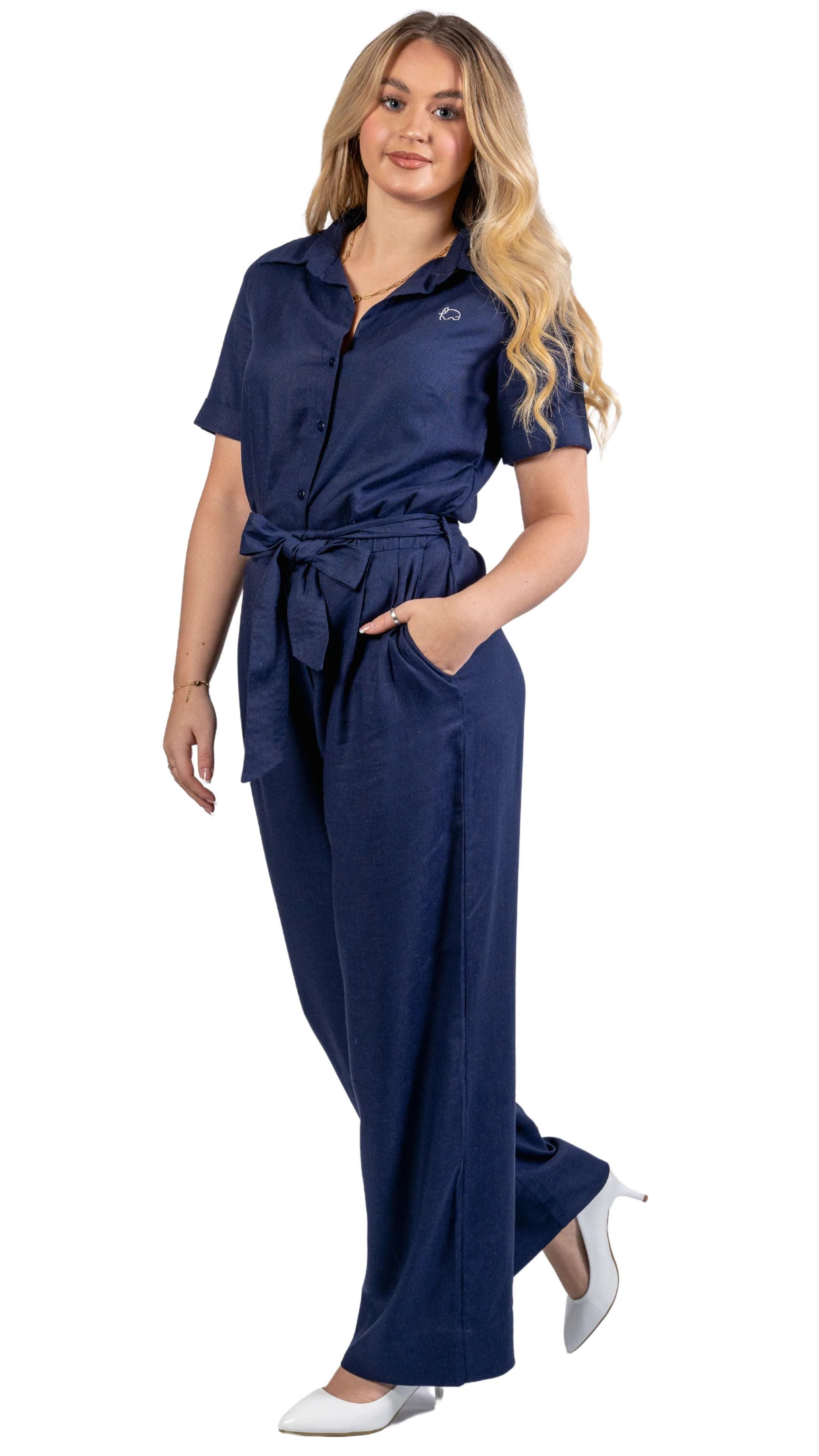 Timeless Tranquility: Eco - Friendly Midnight Jumpsuit for Women - JumpsuitsKaree