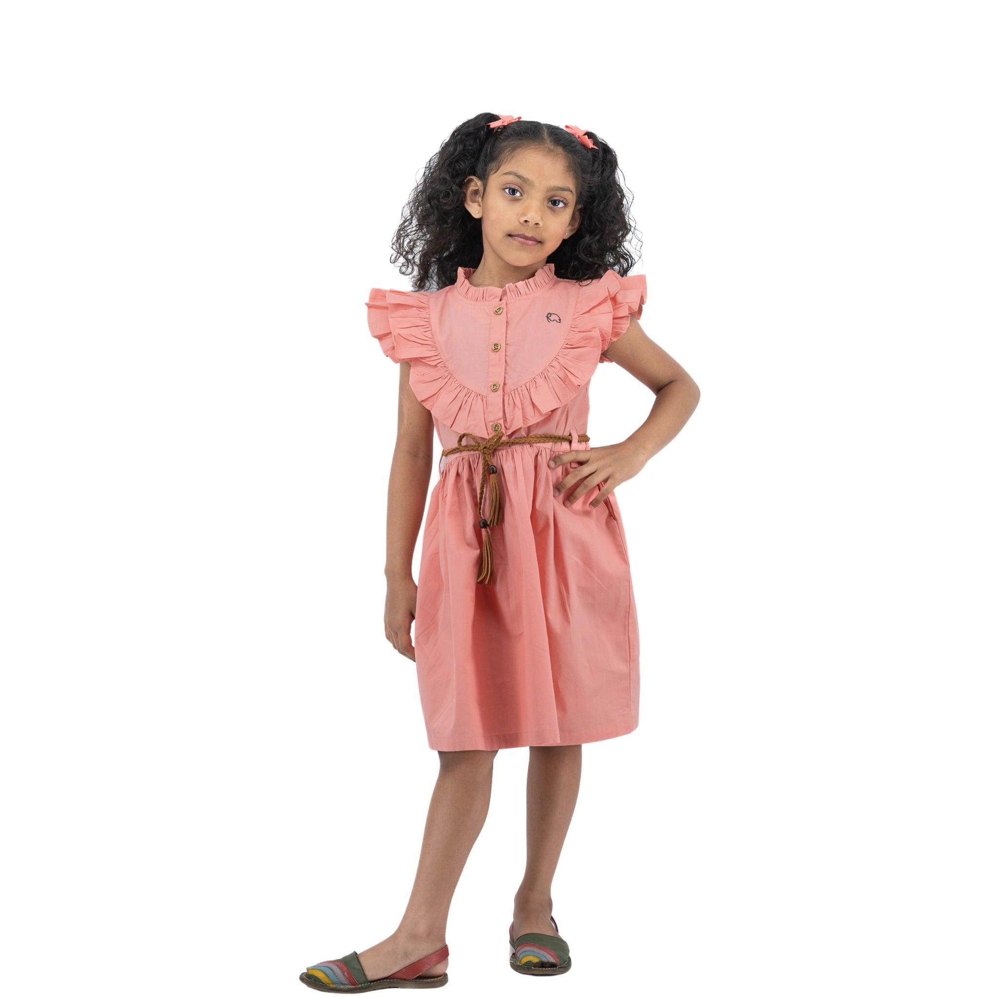 Versatile Peach & Cream Cotton Dress - DressKaree