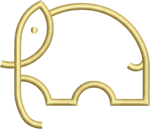 The Karee elephant embroidered in gold thread